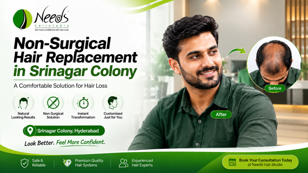 Non surgical hair replacement in Srinagar Colony at Needs Hair Studio