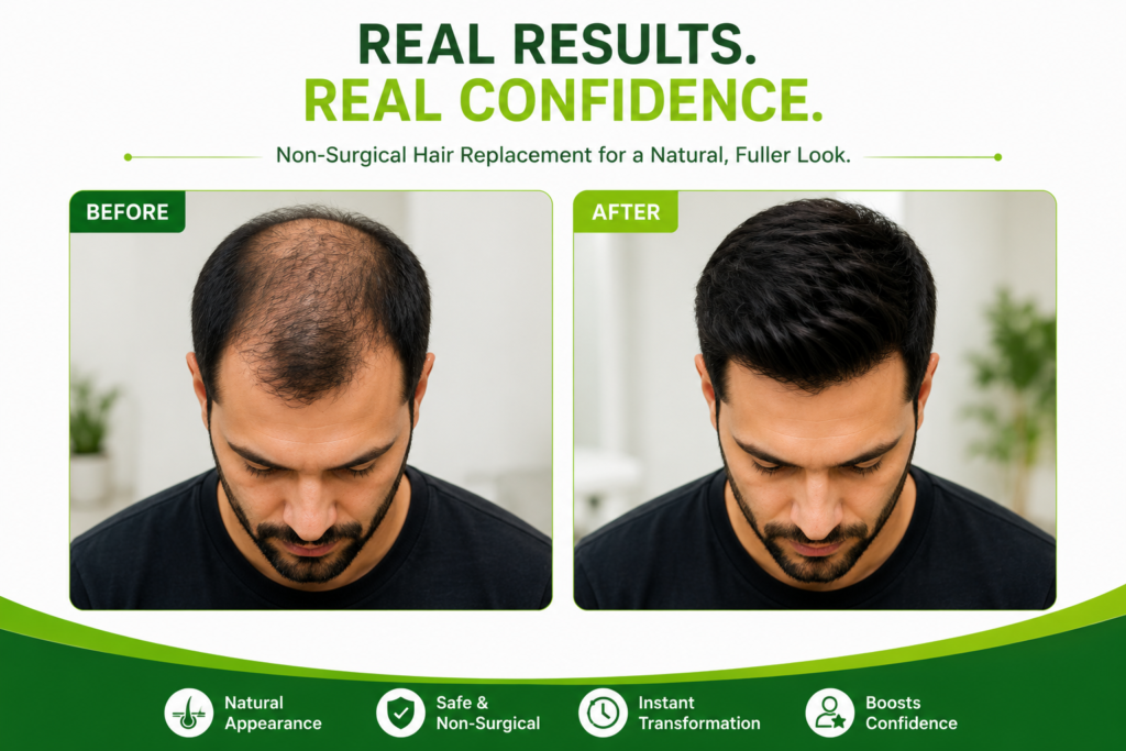 Before and after results of hair replacement