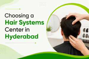 Choosing a hair systems center in Hyderabad for natural-looking hair replacement and professional fitting.