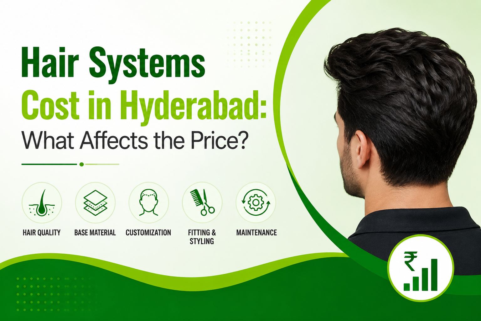 Hair systems cost in Hyderabad and the key factors affecting price, including hair quality, base material, customization, fitting, styling, and maintenance