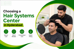Choosing a hair systems center in Hyderabad for natural-looking hair replacement, personalized care, and professional fitting.